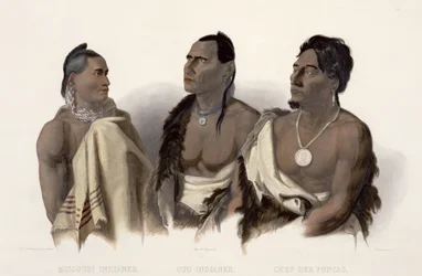 A Missouri Indian, an Oto Indian and the Chief of the Puncas, Plate 7 from 